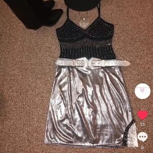 Metallic Silver Skirt